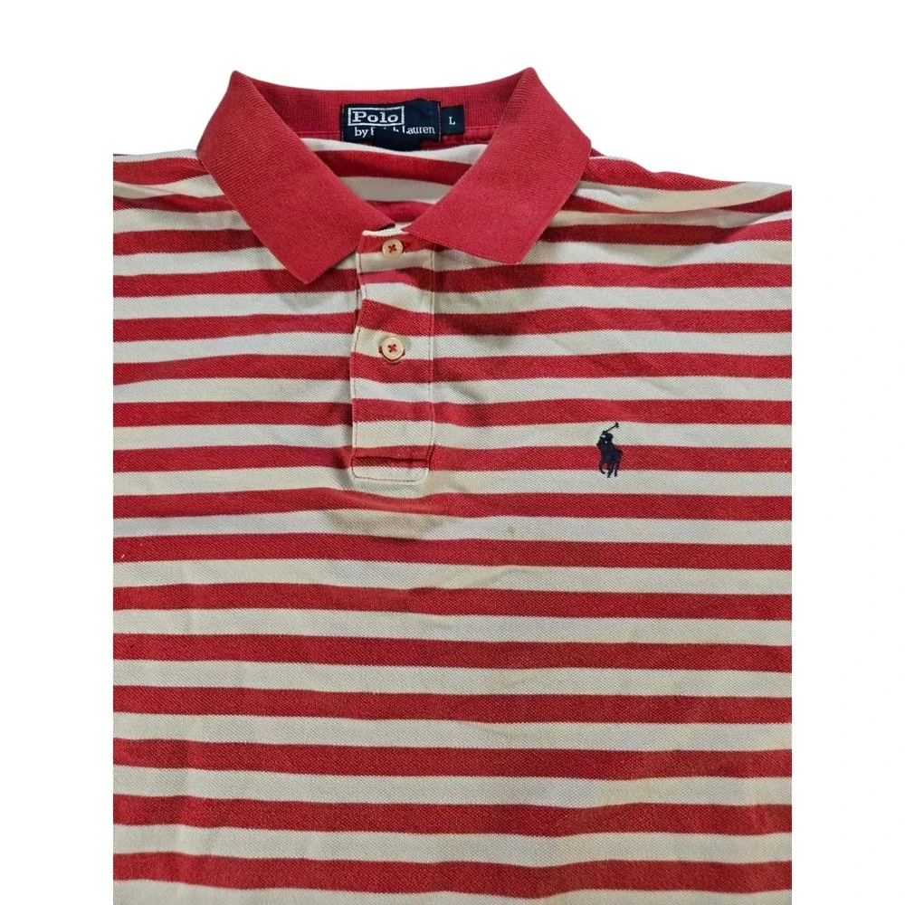 Polo Ralph Lauren Mens Polo Shirt‎ Size Large Blue Label Vintage Stripe